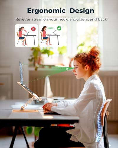 Aoviho 360° Rotating Laptop Stand for Desk | Adjustable, Foldable, Portable Aluminum Ergonomic Riser | Compatible with MacBook, Dell, HP & All Laptops 10-16 inch | Gold
