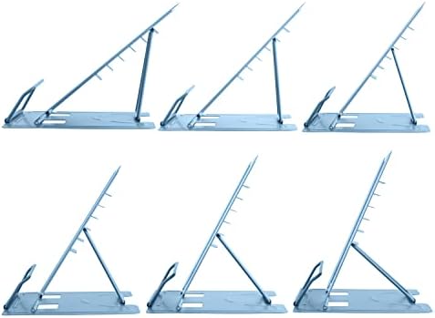 Honagu Metal Desk Book Holder, Hands Free Adjustable Cookbook & Document Holder, Portable Bookstand for Music Books, Textbooks, Recipes, Tablets & iPads (Light Blue)