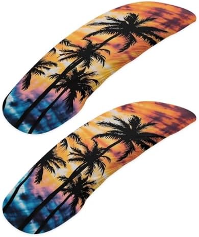 Coconut Tree Print Office Chair Armrest Slipcovers Covers 2 Pack Dust-Proof Stretchy Computer Desk Chair Arm Covers, Universal Fit, Easy to Install