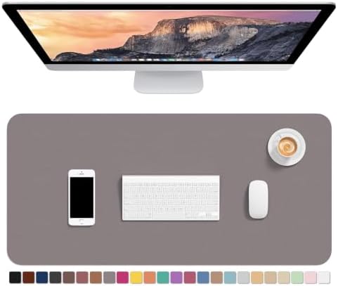 Hsurbtra Desk Pad, 30" x 14" PU Leather Desk Mat, XL Extended Mouse Pad, Waterproof Desktop Blotter Protector, Non-Slip Ultra Thin Large Laptop Keyboard Writing Mat for Office Home, Light Gray