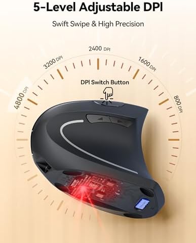 TECKNET 2.4G Wireless Ergonomic Vertical Mouse(USB Receiver, Rechargeable)