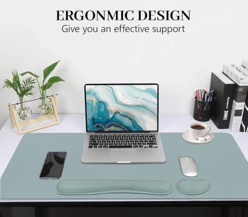 Desk Mat Set,3-in-1 Mouse Pad with Wrist Rest and Keyboard Pad