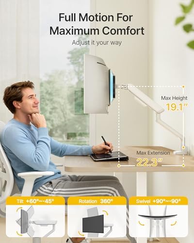 monTEK Mechanical Spring Single Monitor Arm for 27 32 34 40in Screens
