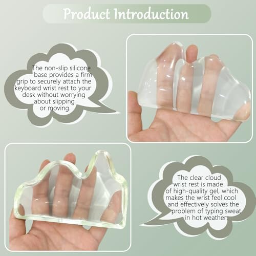 Gel Mountain Keyboard and Mouse Wrist Rest Set Abstract Clear Green Keyboard Wrist Rest Transparent Ergonomic Cute Minimalist Mouse Wrist Pad Silicone Non-Slip Support for Computer Keyboard 60% 68%75%