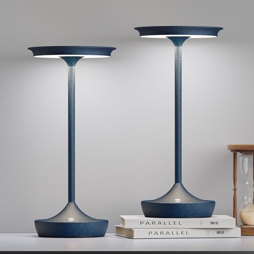LED Rechargeable Cordless Outdoor 6000mAh Battery Table Lamp 2-Pack Blue