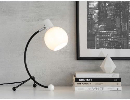Desk Lamp with Brass Arc & Frosted Glass Globe, Adjustable for Office Dorm