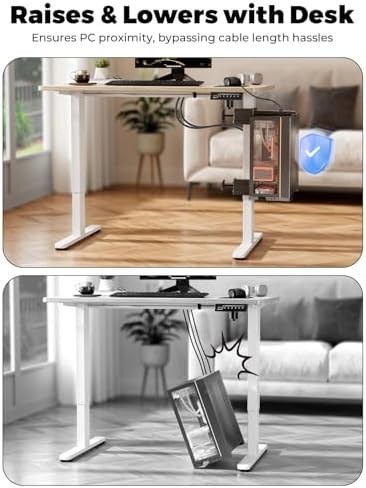 JOY worker Under Desk PC Mount with Protective Arms, Clamp-On Leg CPU Mount