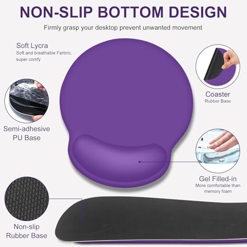 4 PCS Mouse Pad Desk Mat Protector, Keyboard Wrist Rest + Comfortable Mouse Pad Wrist Rest +Coaster, Large Gaming Mousepad for Computer Laptop, 35.4"X 15.7" Deskpad for Office Home I Dark Purple