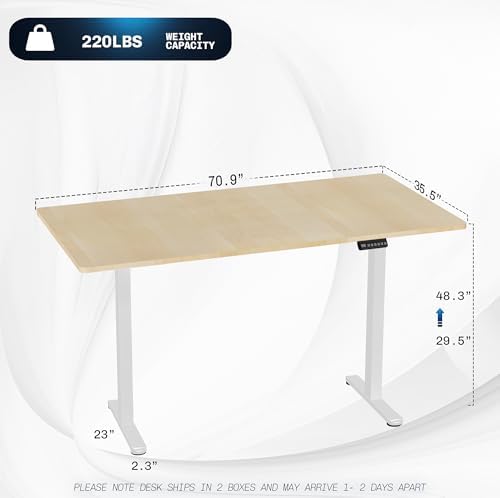 VIVO Light Wood 71 x 36 in Standing Desk, DESK-KIT-E2W7C-36