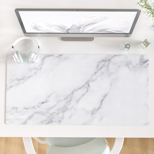QIYI PU Leather Large Mouse Pad, Waterproof Desk Mat, 31.5" x 15.7", White