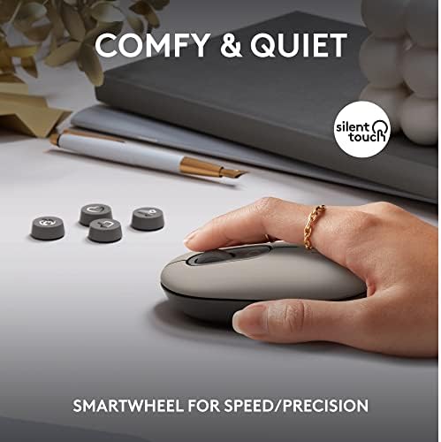 Logitech POP Keys + POP Mouse - Wireless Keyboard and Bluetooth Mouse Combo with Typewriter-Style Mechanical Keys, Emoji Features, Cute Compact Design - Mist