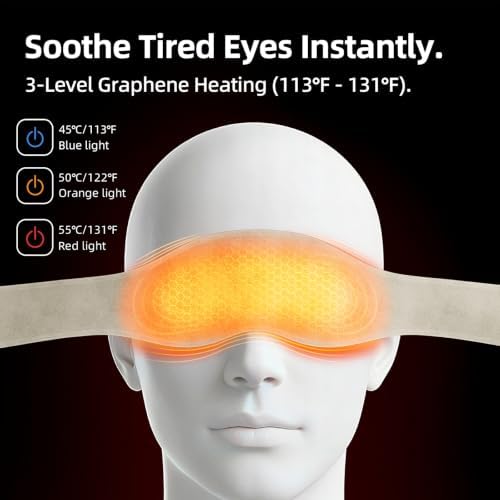 Heated Eye Mask & Cordless Neck Heating Pad, 2-in-1 Eye & Neck Heating Wrap, Wearable Design, 3 Heat Levels, Fast Heating, USB Rechargeable, 30-Min Auto Shut-Off