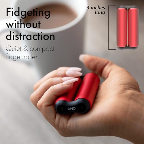 ONO Roller - Handheld Fidget Toy for Adults | Help Relieve Stress, Anxiety, Tension | Promotes Focus, Clarity | Compact, Portable Design (Red, Junior Size - Aluminum)