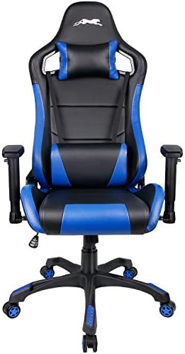 Leopard Gaming Chair, High Back PU Leather with Armrest (Black/Blue)