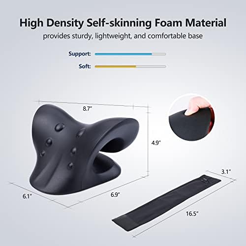 Cozyhealth Neck Stretcher for Neck Pain Relief, Heated Cervical Traction Device Pillow with Graphene Heating Pad, Neck and Shoulder Relaxer for TMJ Pain Relief and Cervical Spine Alignment (Black)