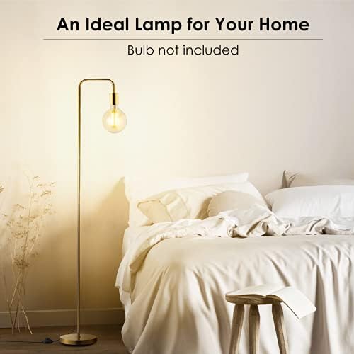 BoostArea Industrial Gold Standing Lamp, 63 Inch, E26 Socket, On/Off Footswitch, ETL Listed, Modern for Bedroom, Living Room, Minimalist, Vintage, Mid-Century, Boho, Metal