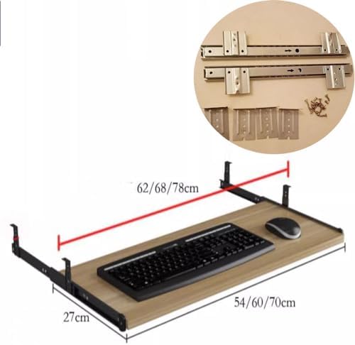 DOUKI Keyboard Tray Wooden Pull Out Keyboard Drawer Under Desk 24" Ergonomic Desk Extender Tray Sliding, Computer Keyboard Holder/Shelf for Typing (Color : White, Size : 28" x 11"(70x27cm))