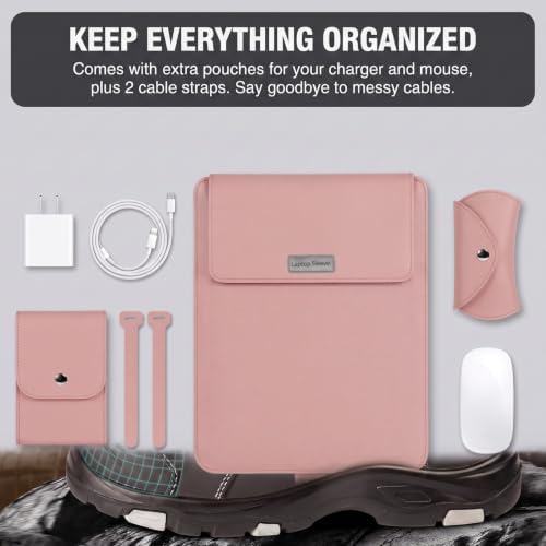 14 Inch Laptop Sleeve Case Leather Bag with Stand for Mac Book Pro