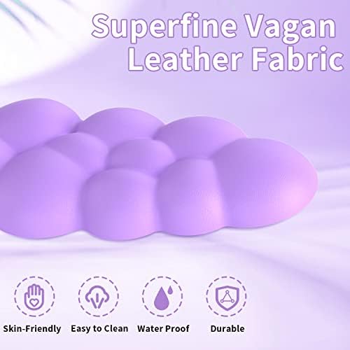 Sushret Cloud Wrist Rest Keyboard, Purple Cloud Palm Rest with PU Leather Memory Foam Cute Keyboard Rest for Wrist Support and Arm Rest, Desk Cloud Wrist Pad for PC Gaming/Hand Cushion/Computer/Office