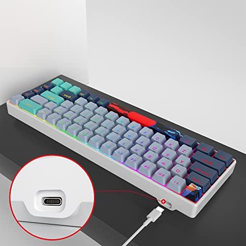 Owpkeenthy 65 Percent Mechanical Gaming Keyboard Hammerhead Shark with Red Switch Ultra Compact RGB Wired 60% Gaming Keyboard N-Key Rollover for PC Gamer Box PS