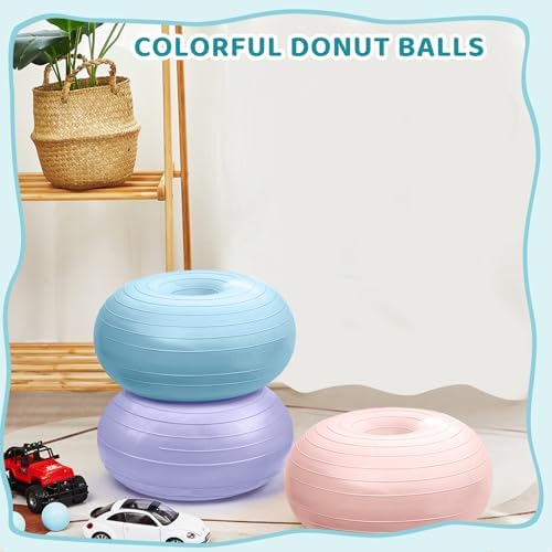 Lewtemi 1/2/3 Pcs Flexible Seating for Classroom Elementary 20 Inch Yoga Ball Chair for Kids Wobble Chair for Sensory Kids Large Donut Ball Seats with Inflator for School Office