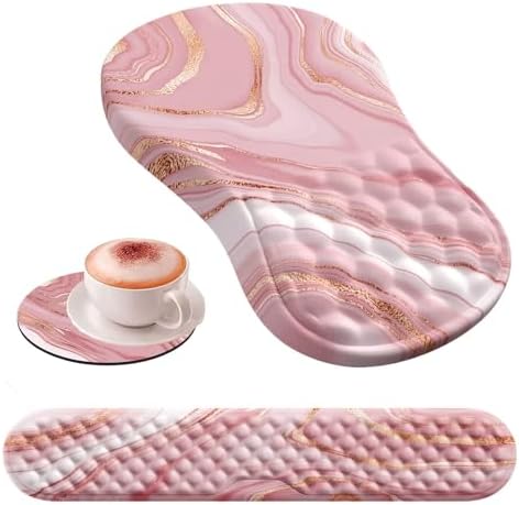 HAOCOO Ergonomic Keyboard Wrist Rest & Mouse Pad Set, Rose Gold Pink