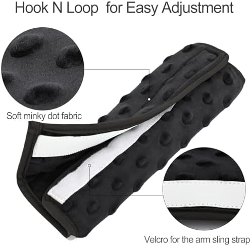 Cushioned Arm Sling Padding for Neck Slim Sling Pad Neck Strap Cushion Comfort Shoulder Support Rotator Cuff Surgery Arm Immobilizer Brace Carry Padded Cover Pillow Wrist Hand Injury, Pack of 2 Black
