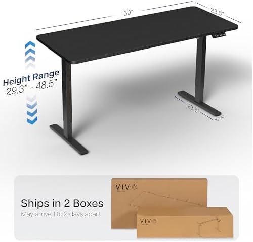 VIVO Black 60 x 24 in Standing Desk, DESK-KIT-1B6B