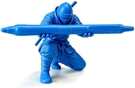 3D Printed Ninja Pen Holder - Cool Ninja Figurine Pen Stand, Decorative Desk Organizer for Office & Home (blue)