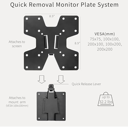 VIVO Large Adapter VESA Mount Quick Release Bracket Kit, Stand Attachment and Wall Mount Removable VESA Plate for Easy LCD Monitor and TV Screen Mounting, STAND-VAD2H