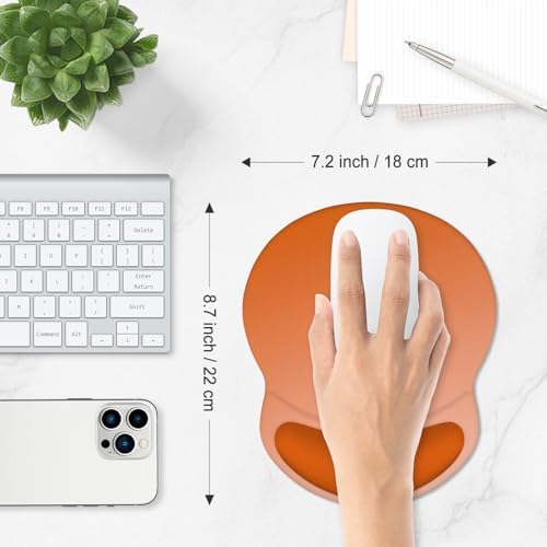 ITNRSIIET Ergonomic Mouse Pad with Comfort Gel Wrist Rest, Non-Slip PU Base, Smooth Textured Surface, Reduces Hand Fatigue & Wrist Pain, 8.7 x 7.2 Inch for Office Gaming Home, Peach