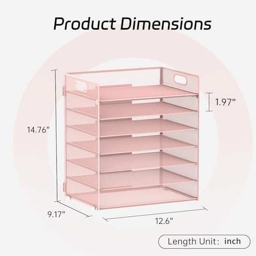 7 Tier Paper Organizer for Desk with Letter Trays & Handle