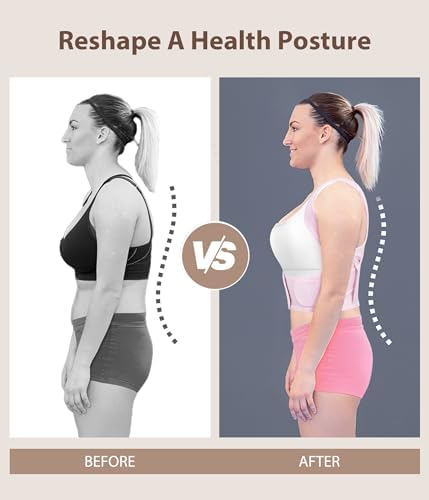 URSEXYLY Posture Corrector for Women Adjustable Upper Back Brace Posture Support Back Straightener Pain Relief(M/L,Pink)