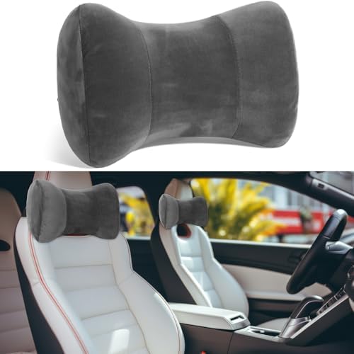 Youyole Car Neck Pillow for Driving Seat 11.8 x 7.87 x 4.7 Inches Office & Gaming Chair Neck Support Pillow Memory Foam with Strap Velvet Cover for Car Driving and Desk Use(Gray)