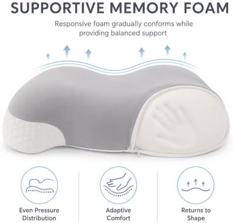 Gray Memory Foam Pillow for Sleeping Neck & Shoulder Support, 23x12 Inch