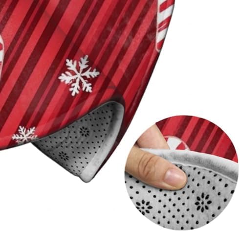 Highly Premium Quality Floor Mat, Office Chair Decor Mat, Room Sofa Yoga Soft Round Carpet Christmas Red Gingerbread Cookies Candy Canes