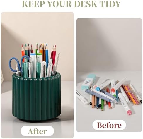 Anyoifax Rotating Pen Holder for Desk Removable Pencil Cup, Small Teal Blue