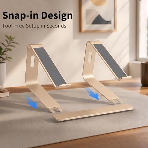 Orionstar Ergonomic Laptop Stand, Aluminum Riser, 10-15.6", Gold