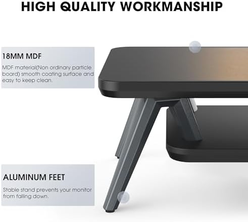 Fenge 42.5-Inch Monitor Stand Riser with Laptop, Phone & Headphone Holders