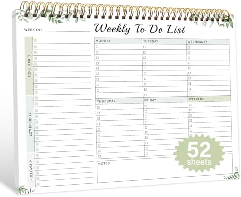 TREES Weekly To-Do List Notepad, 52-Week Desk Planner Organizer, 8.5" x 11"
