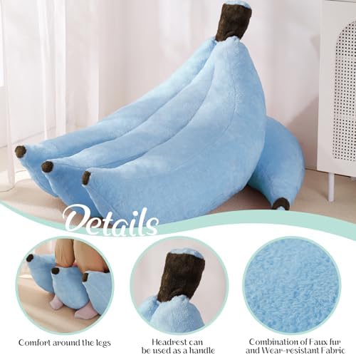 Banana Bean Bag Chair with Ottoman, Floor Sofa Bed with Footrest, Comfy Convertible Lounger for Teens & Adults, Plush Couch for Bedroom, Living Room or Dorm, M-SkyBlue