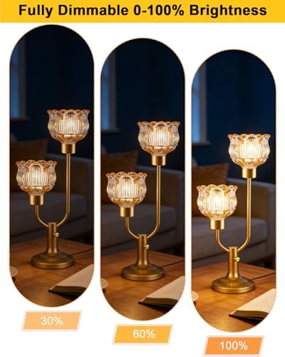 Lightdot Mid Century Modern Table Lamps Set of 2 Dimmable Amber Glass Lamp
