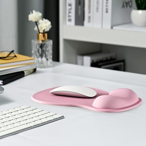 EooCoo Pink Mouse Pad with Gel Wrist Rest, Ergonomic Cute Mousepad