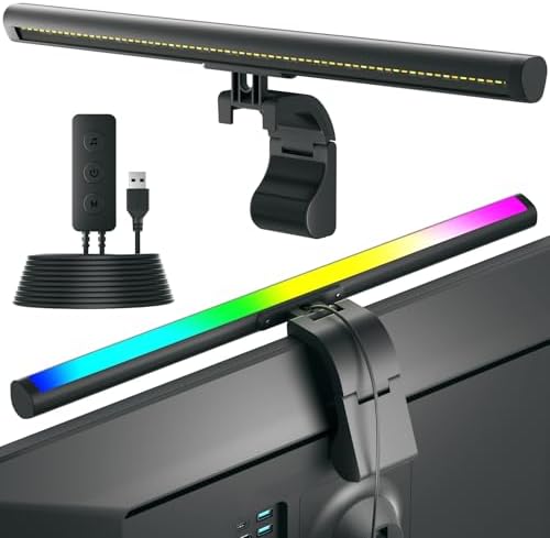 RGB Computer Light Bar， LED Monitor Lamp Screen Light Bar, Adjustable Monitor Light Bar with Clip Mount,for Computer Monitors and Home Office Settings