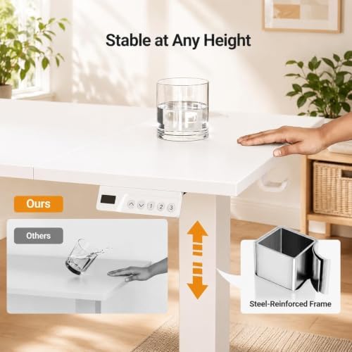 Claiks Electric Standing Desk, 48x24 Inch, White