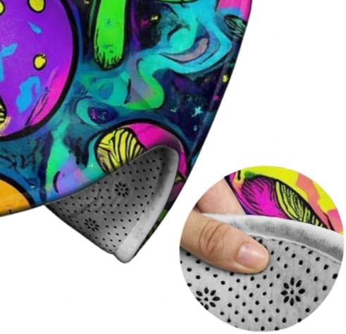 Highly Premium Quality Floor Mat, Office Chair Decor Mat, Room Sofa Yoga Soft Round Carpet Trippy Colorful Mushrooms Magic Art, 60inch