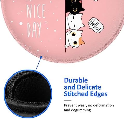 Cute Big Eye cat Greeting Cartoon cat Mouse pad Cute,Gaming Mouse pad Small Non-Slip Round Mouse Pads for Wireless Mouse,Laptop,Desk