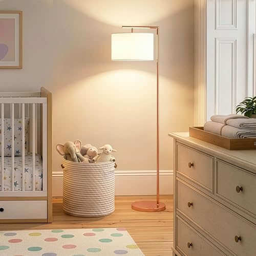 Brightech Montage Modern Floor Lamp, LED Floor Lamp for Living Rooms & Offices - Tall Standing Lamp for Bedroom Reading - Corner Pole Lamp for Contemporary Home Decor - Rose Gold