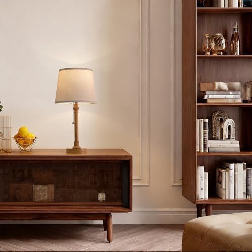 Oneach 19.5" Wood Grain Rustic Table Lamps Set of 2 for Living Room Bedroom