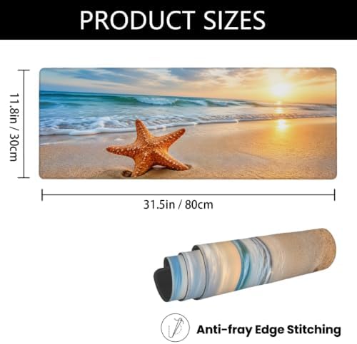Beach Large Mouse Pad Non-Slip Rubber Long Gaming Desk Mat